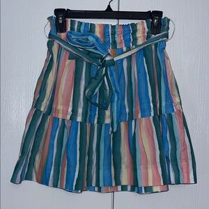 Anthropologie Striped Tiered Mini Skirt